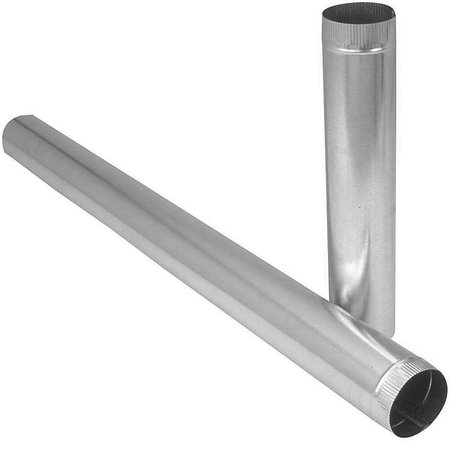 IMPERIAL Duct Pipe, 4 in Dia, 24 in L, 26 Gauge, Galvanized Steel, Galvanized GV0355